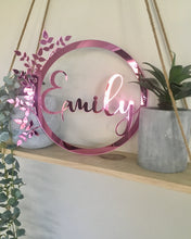 Load image into Gallery viewer, CIRCULAR NAME PLAQUE WITH LEAF DETAIL