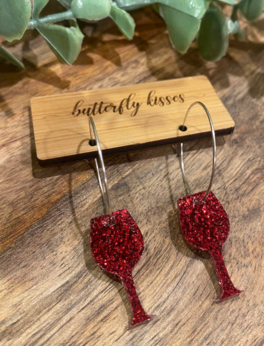 WINE GLASS EARRINGS (DANGLES)