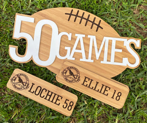 50 GAMES FOOTBALL PLAQUE