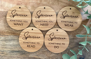 WANT, NEED, WEAR, READ AND DO" CHRISTMAS GIFT TAG SET
