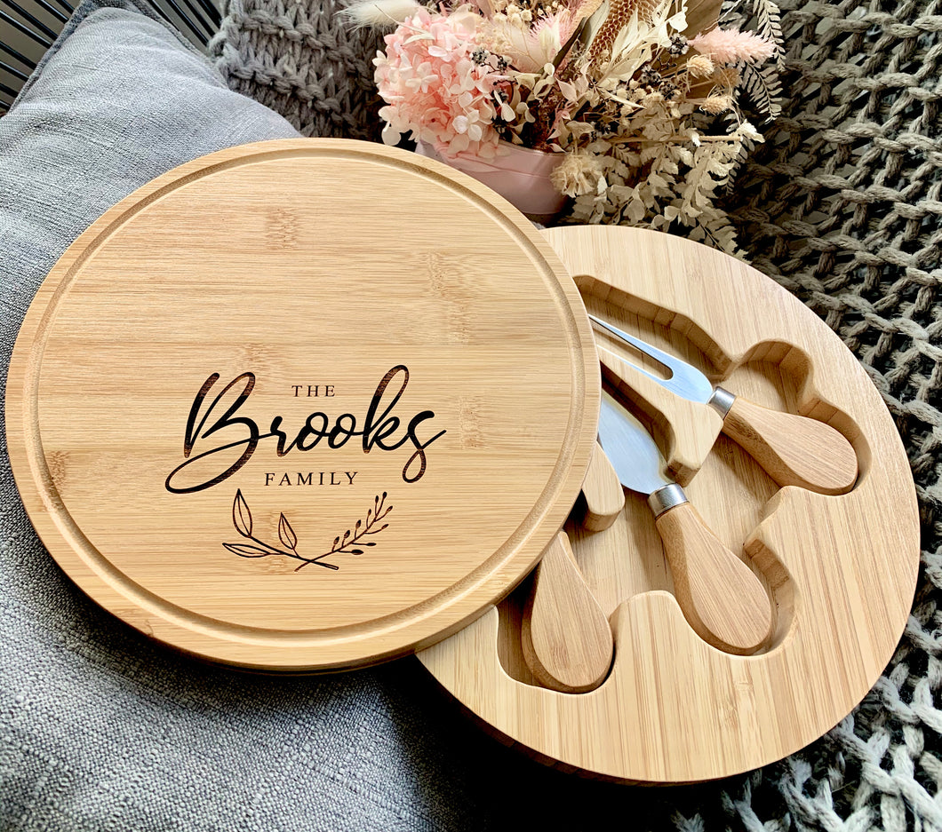 Personalised cheese board and knife set
