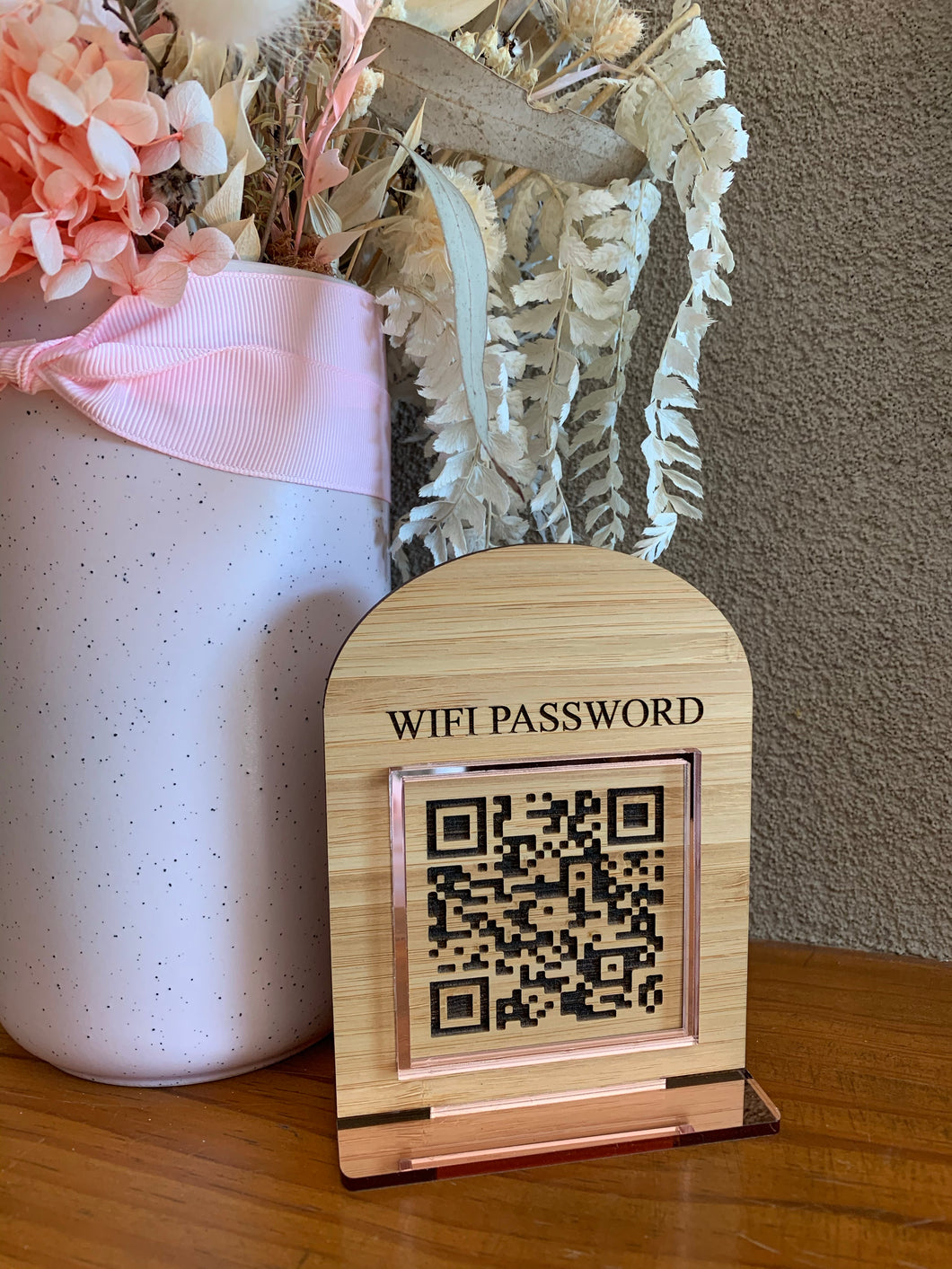 MINI “WIFI PASSWORD” QR CODE SIGNAGE (ARCH WITH STAND)