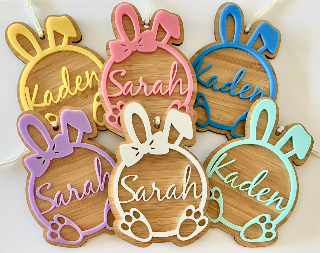 PERSONALISED EASTER GIFT TAG (DOUBLE LAYER BAMBOO/ACRYLIC)