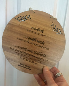 “CONSCIOUS GRATITUDE" PLAQUE (inspired by the words of Sarah Kearns - “Mrs DadMum”)